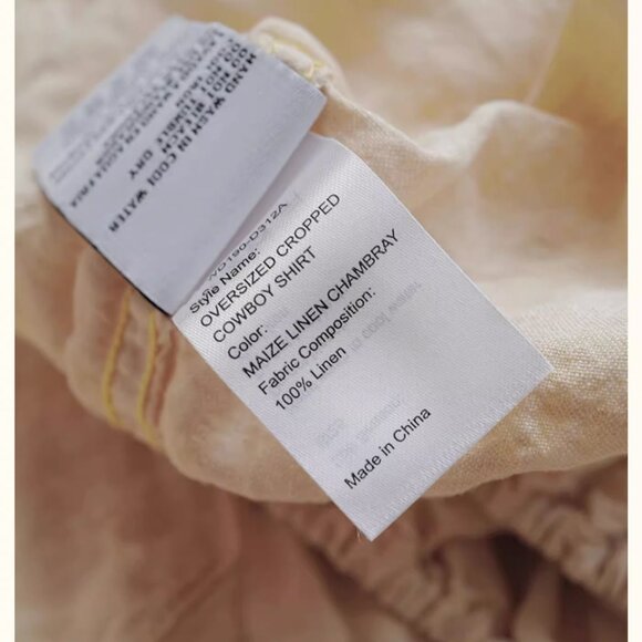 NWT R13 Crossover Utility Bubble Shirt Maize Linen Chambray Light Yellow - Picture 9 of 9